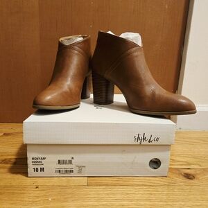 Style & Co. Cognac Heeled Ankle Boots